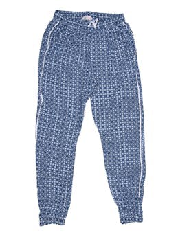 Pantalón H&M azul con blanco delgado con caida, elástico en tobillo. Talla en etiqueta 10-11 años.