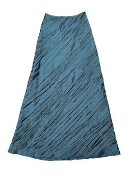 Maxi falda de tela tipo taslán corrugado, línea en A, forrada y con cierre posterior. Cintura 70cm Largo 115cm
