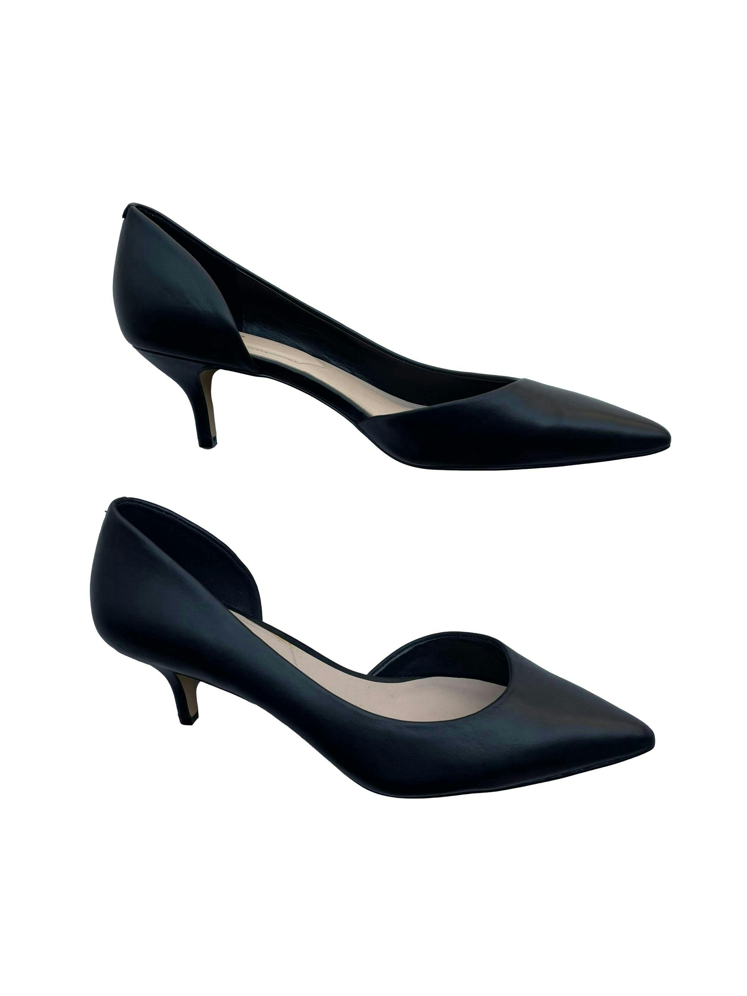 Zapatos Aldo negros en punta, taco 5cm. Estado 9/10. Precio original S/299