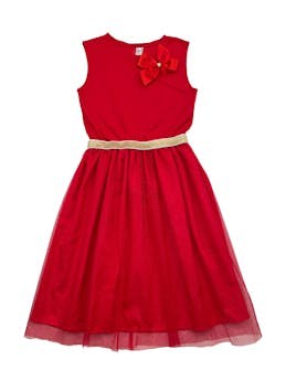 Vestido By Karla Cox rojo con falda de tull forrada, cintura elástica. Pecho 77cm Largo 89cm