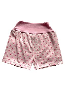 Short de algodón rosa con estrellas y puntitos, pretina ancha. Nuevo con etiqueta.