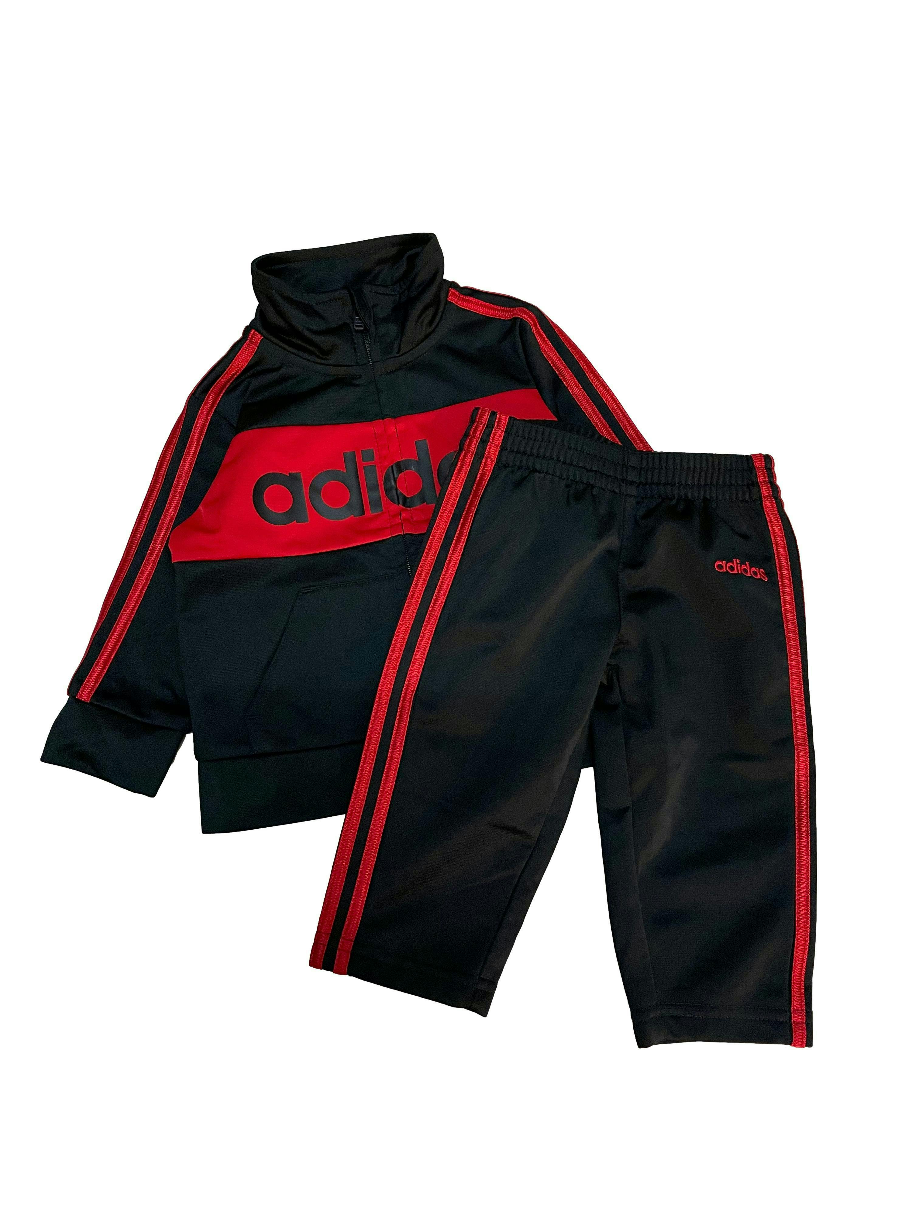 Set Adidas casaca y pantalón negro con rojo