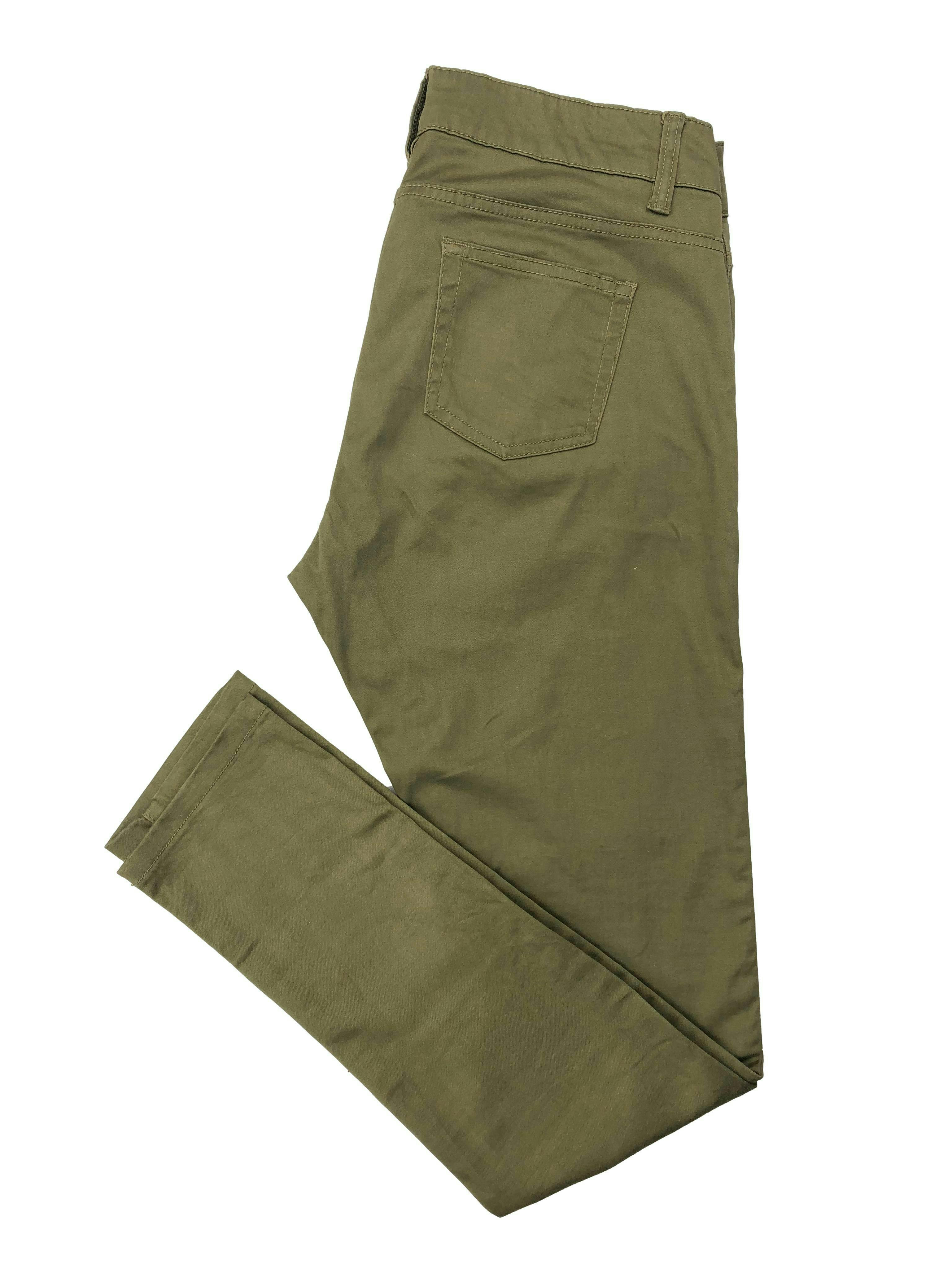 Pantalón drill verde olivo Topitop, corte slim, 5 bolsillos. Cintura 78cm Tiro 24cm Largo 97cm