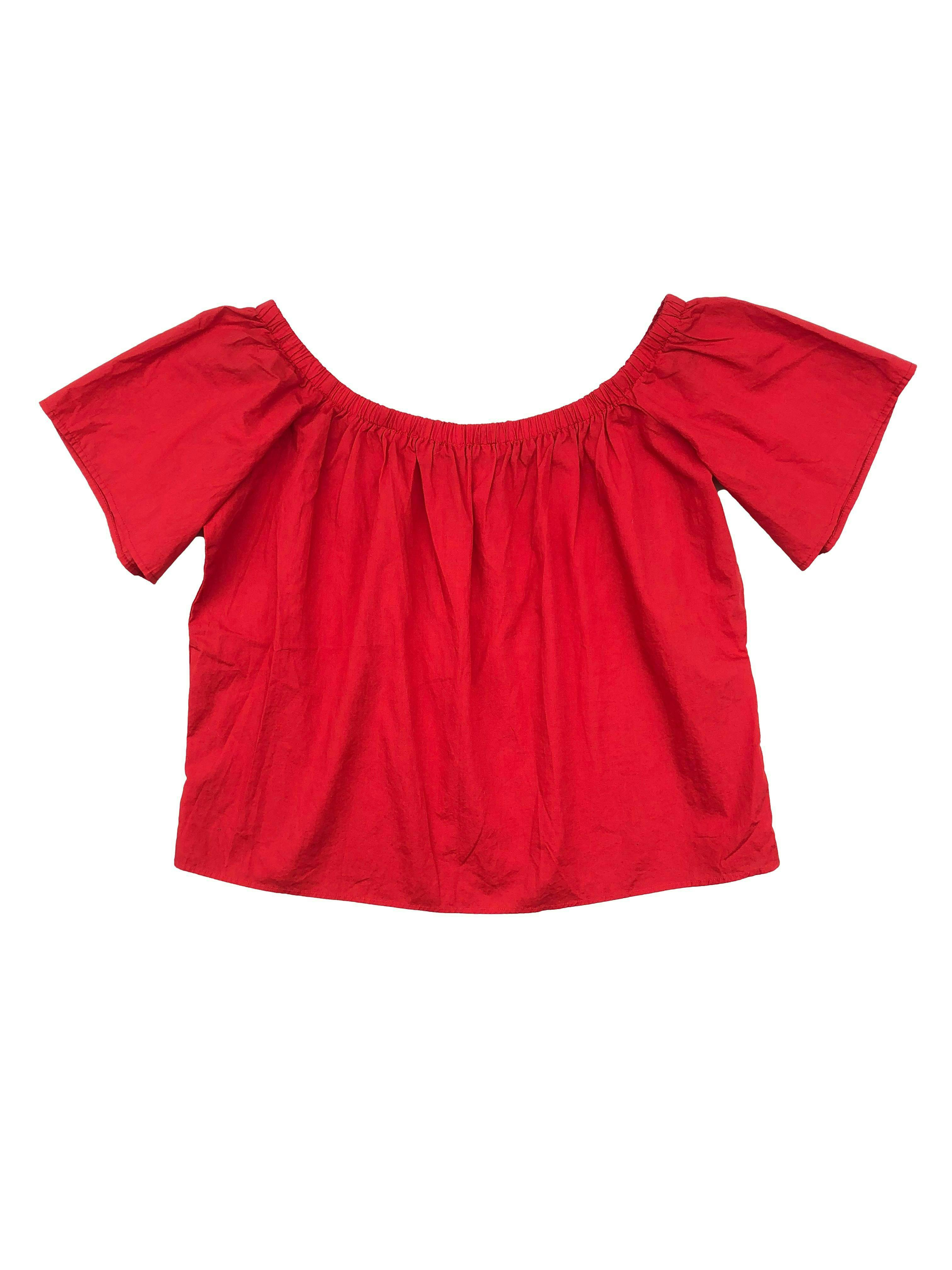 Blusa H&M roja off shoulder, tela tipo algodón camisa. Busto 100cm Largo  41cm. Nueva