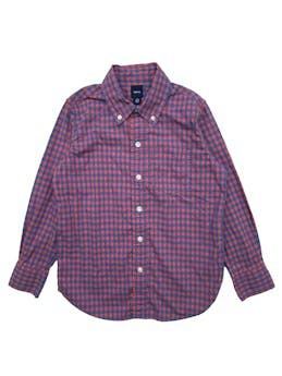 Camisa Gap 100% algodón a cuadros anaranjados y celestes