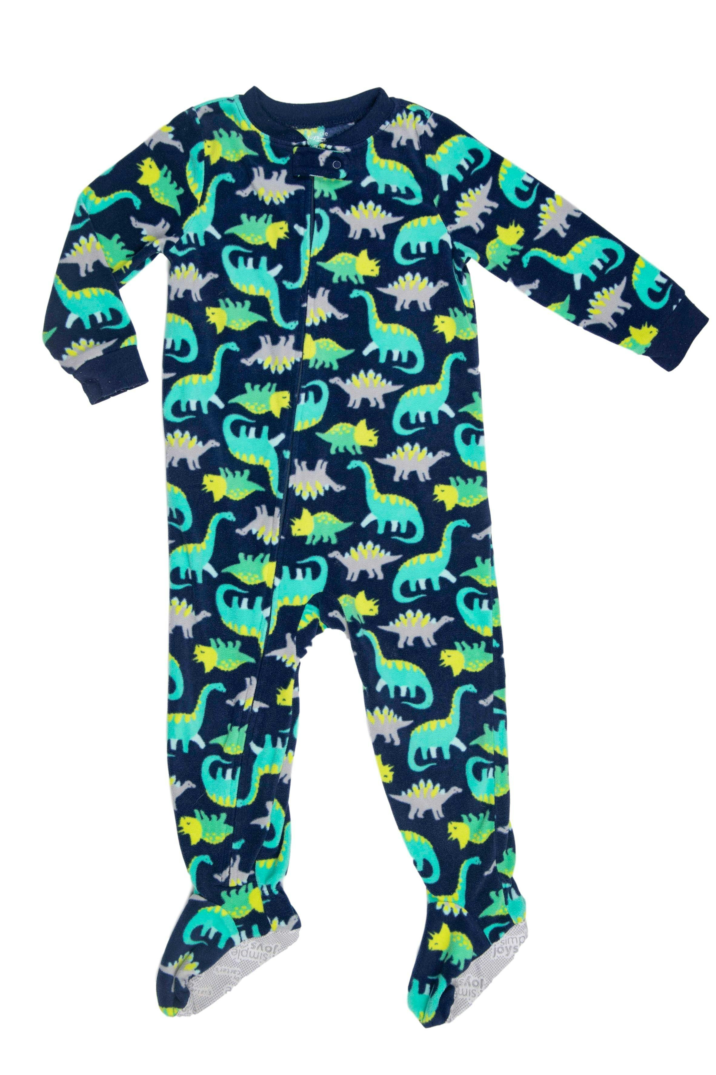 Pijama Carters de polar azul con dinosaurios, suela antideslizante