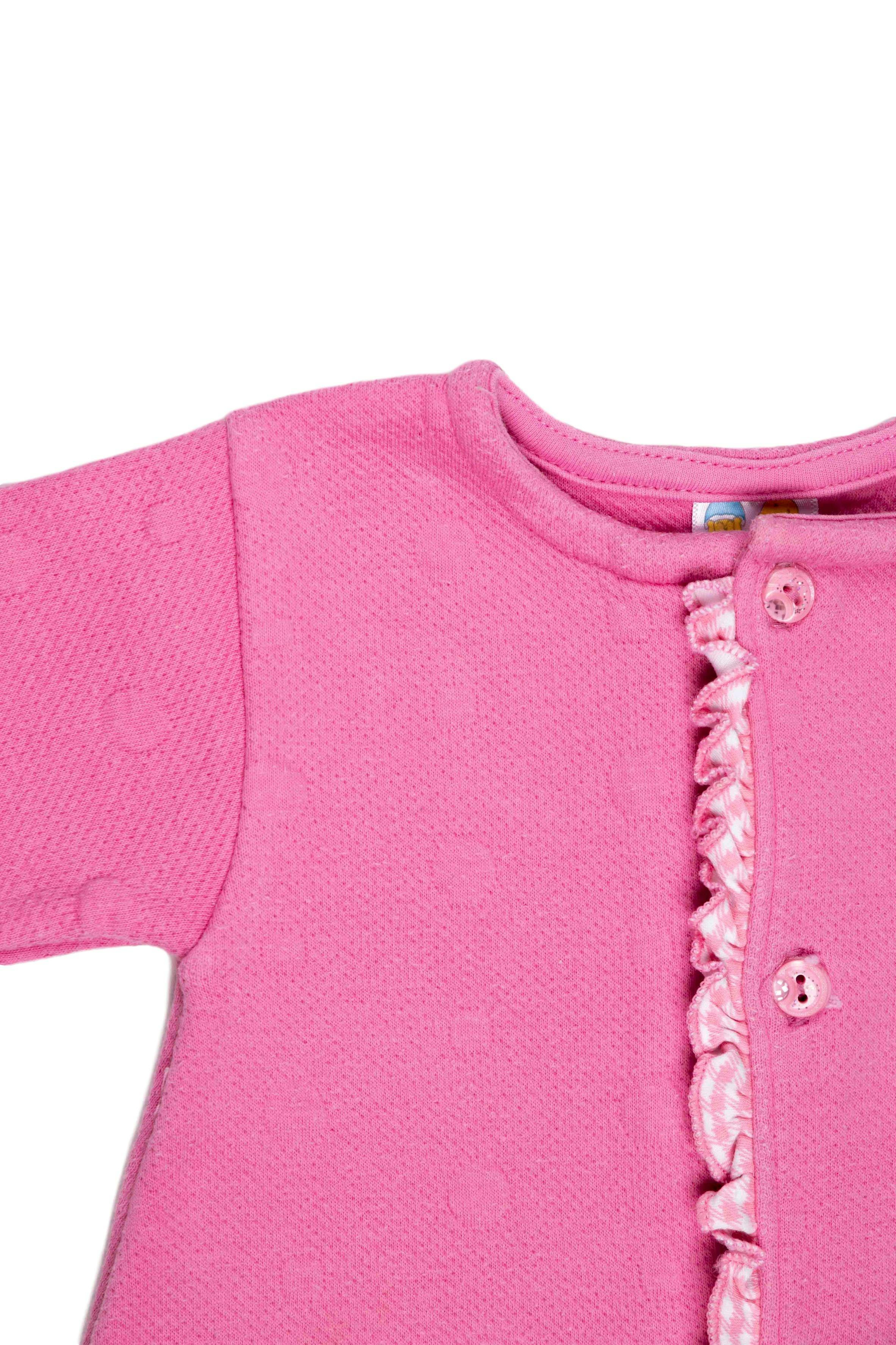 Saquito rosa grueso 100% algodón, con animalitos y florcita bordada - Evy Tony