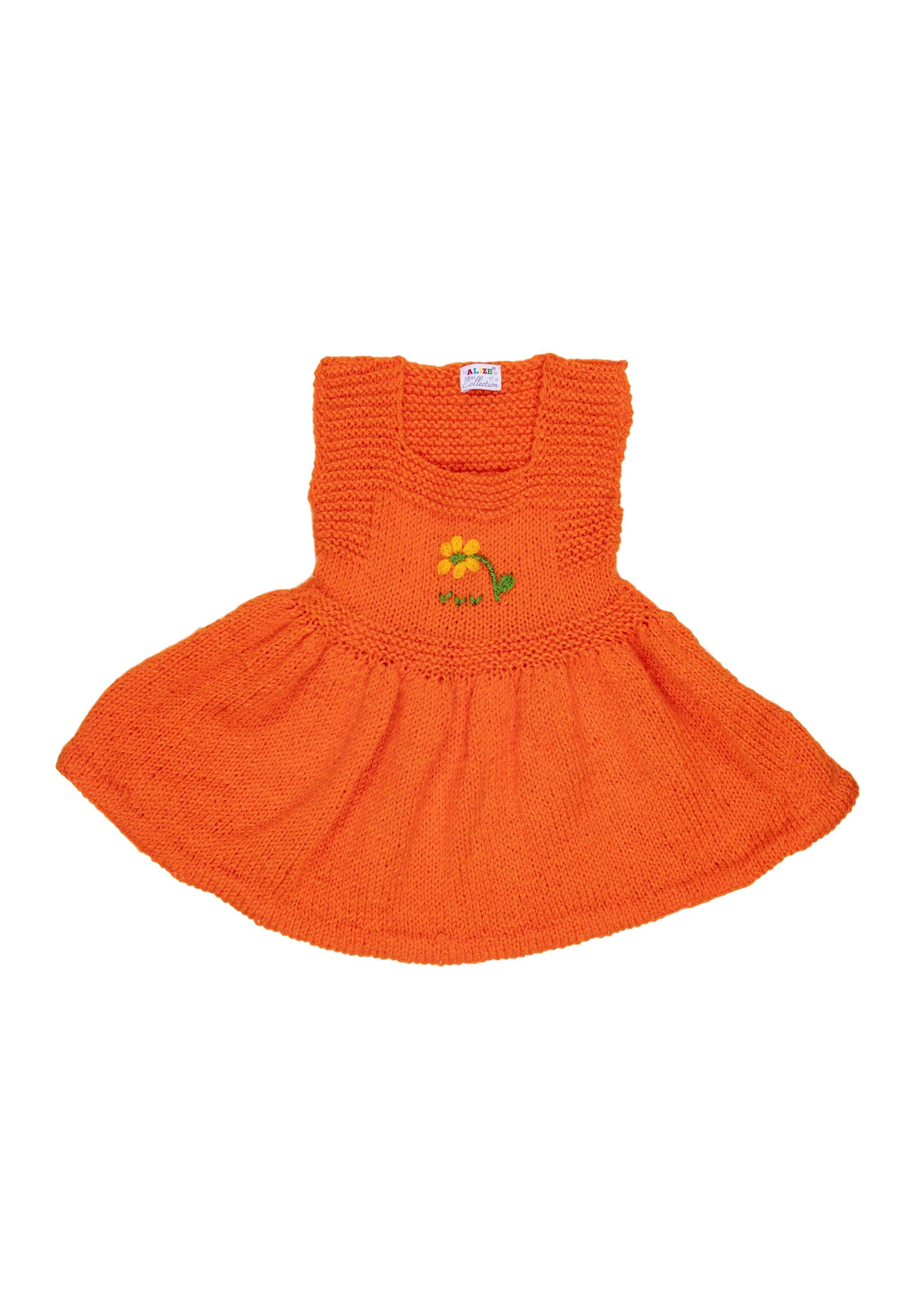Vestido tejido a mano anaranjado - Alize