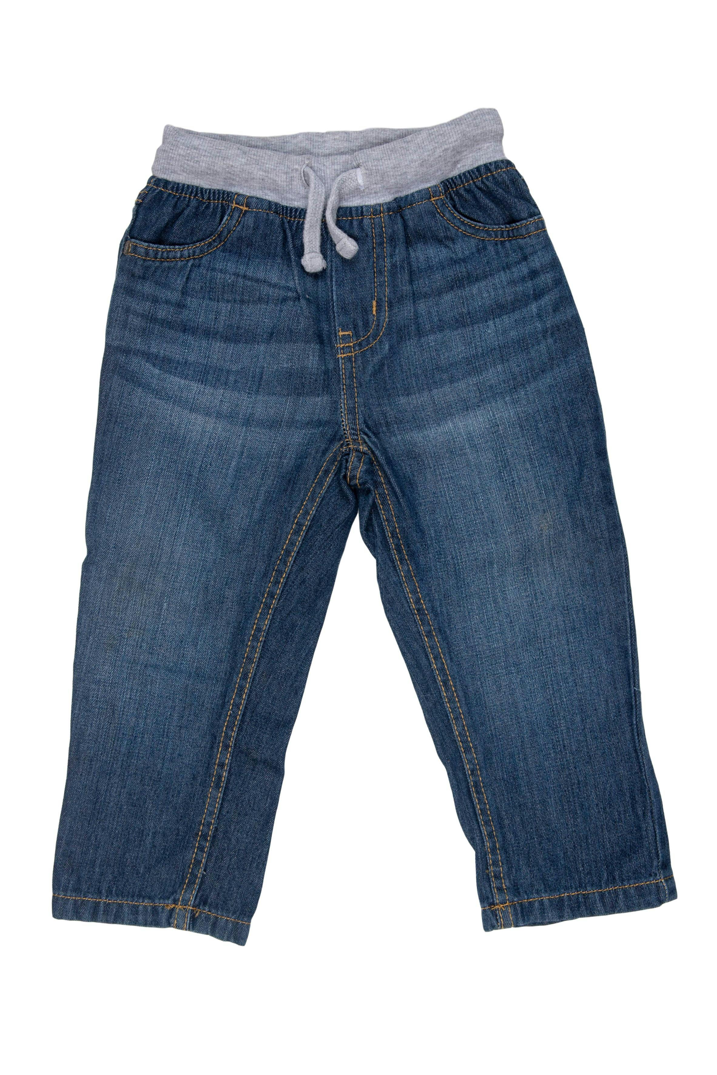 Pantalon denim 100% algodón, tela sueve.  Cintura de rib regulable con pasador. - Mothercare