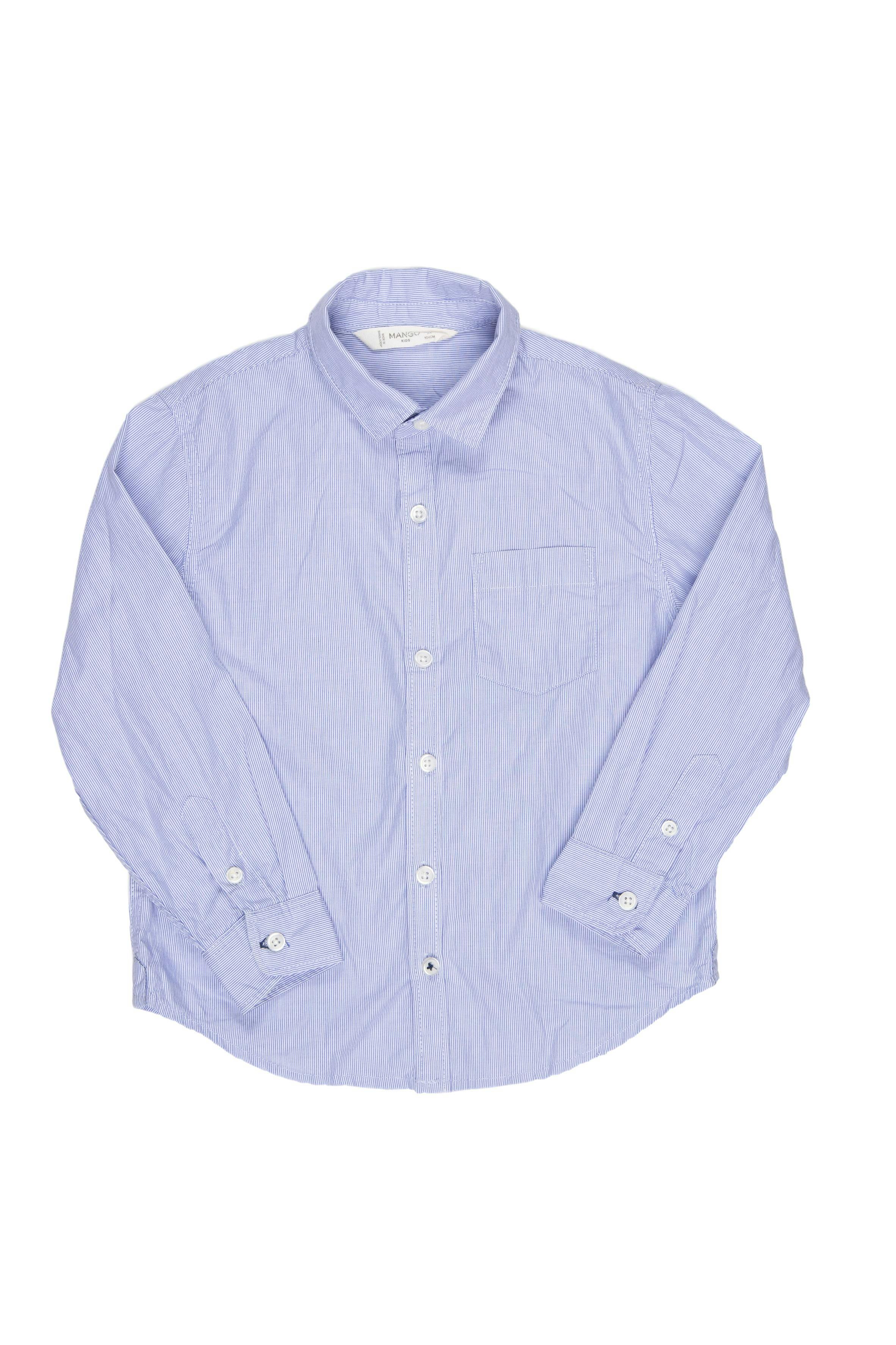 Camisa de rayas delgaditas azules en fondo blanco, una sola puesta. Talla en etiqueta: 3 - 4 años. 100% algodón - Mango