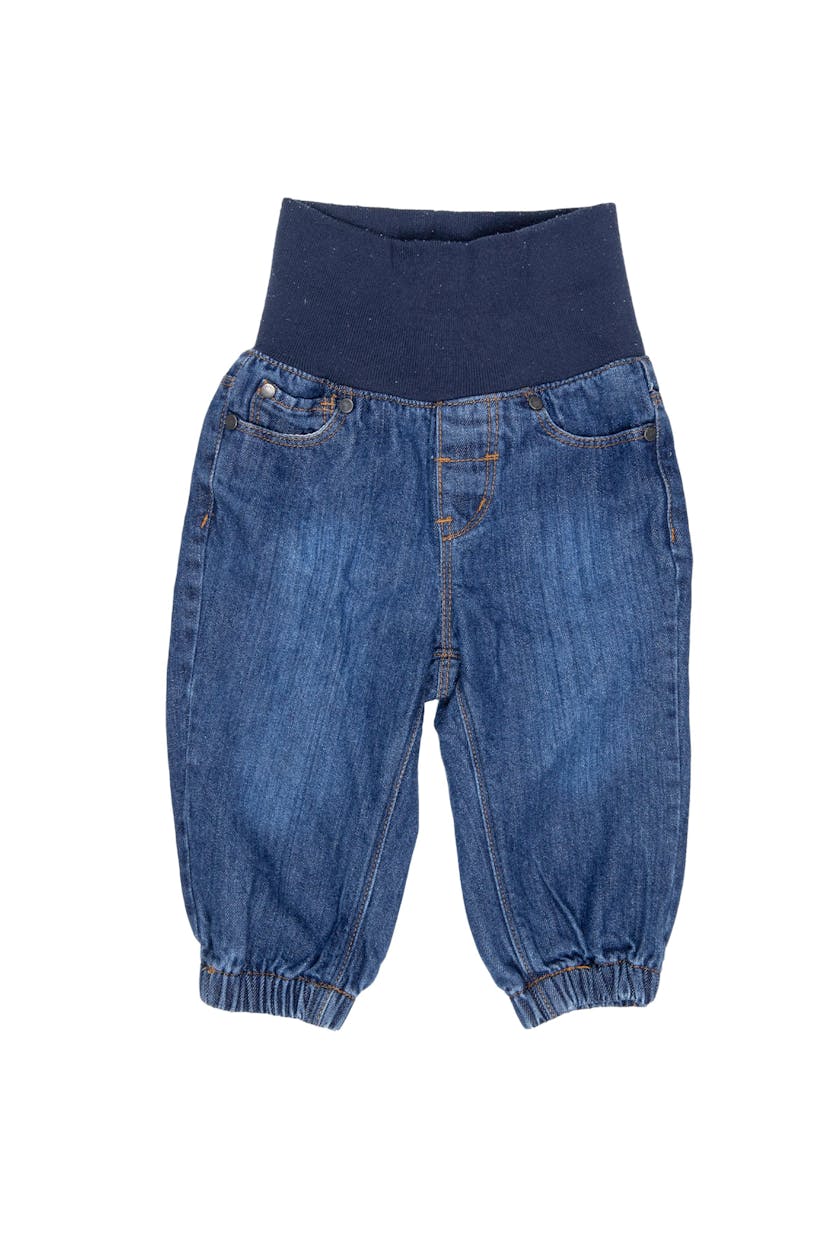 Jean azul con cintura de rib elastico y tobillos elásticos - Yamp