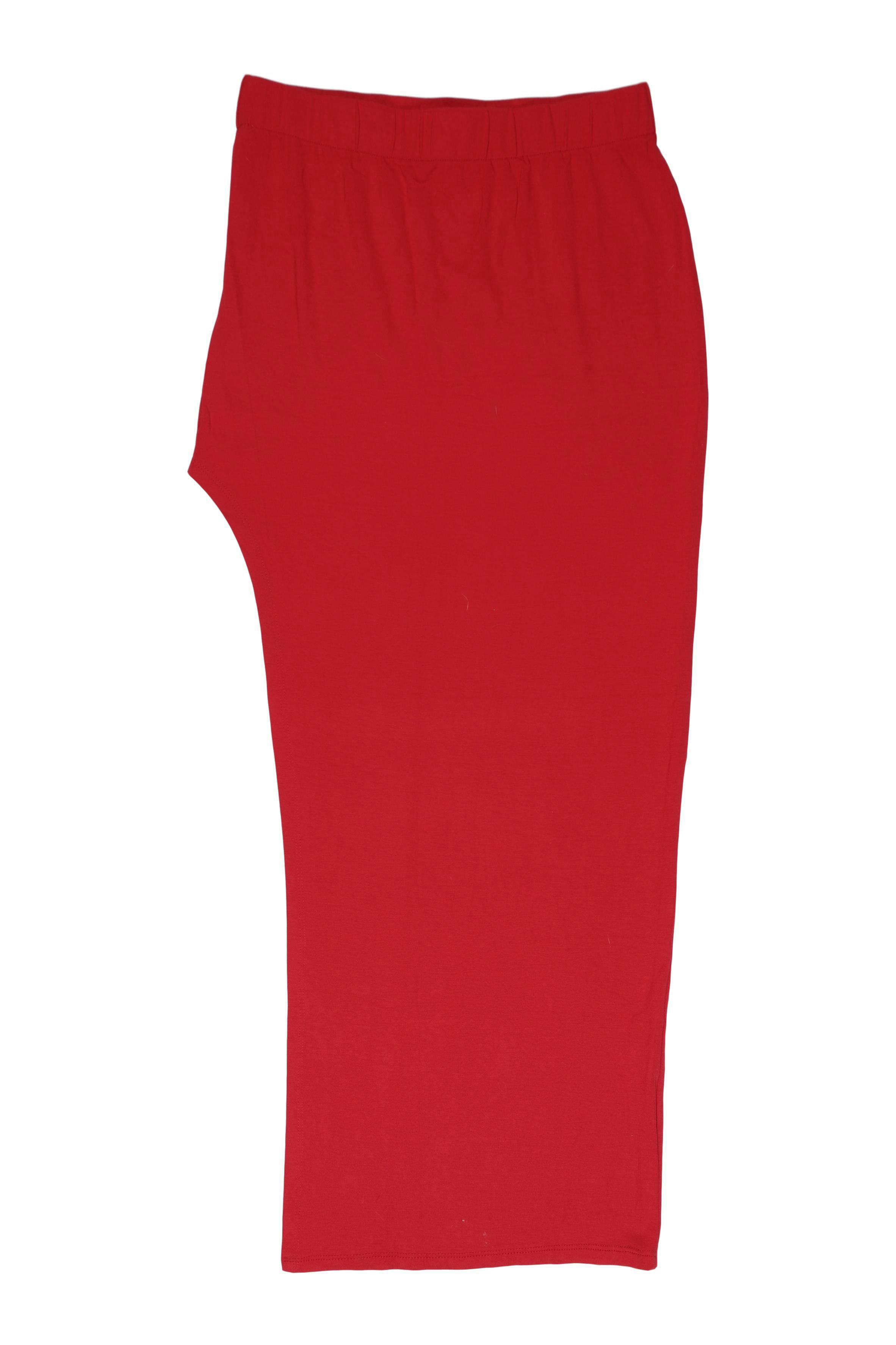 Falda larga roja tipo algodón stretch, asimétrica con abertura lateral