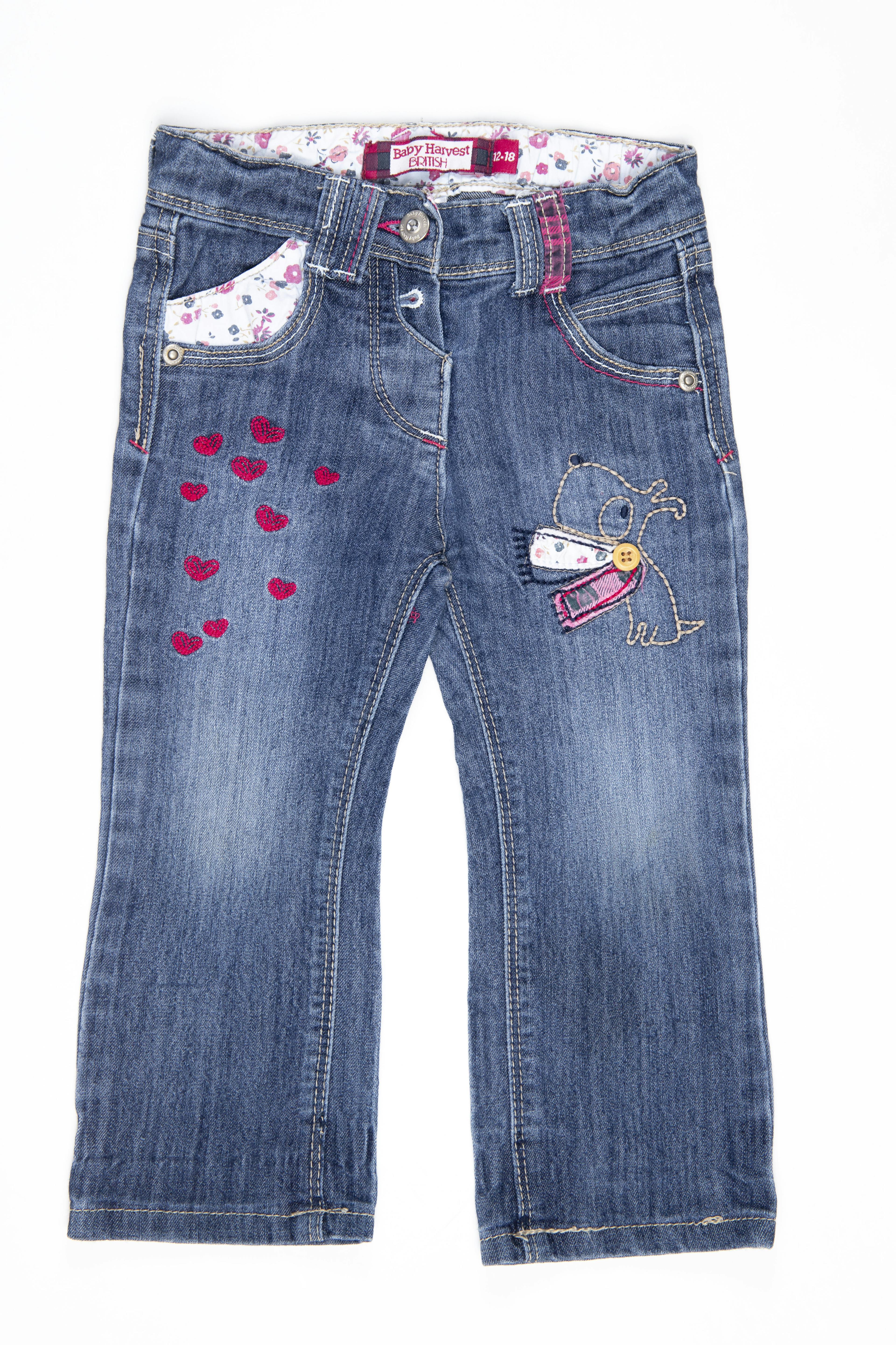 Jean con bordado y corazones cintura regulable - Harvest
