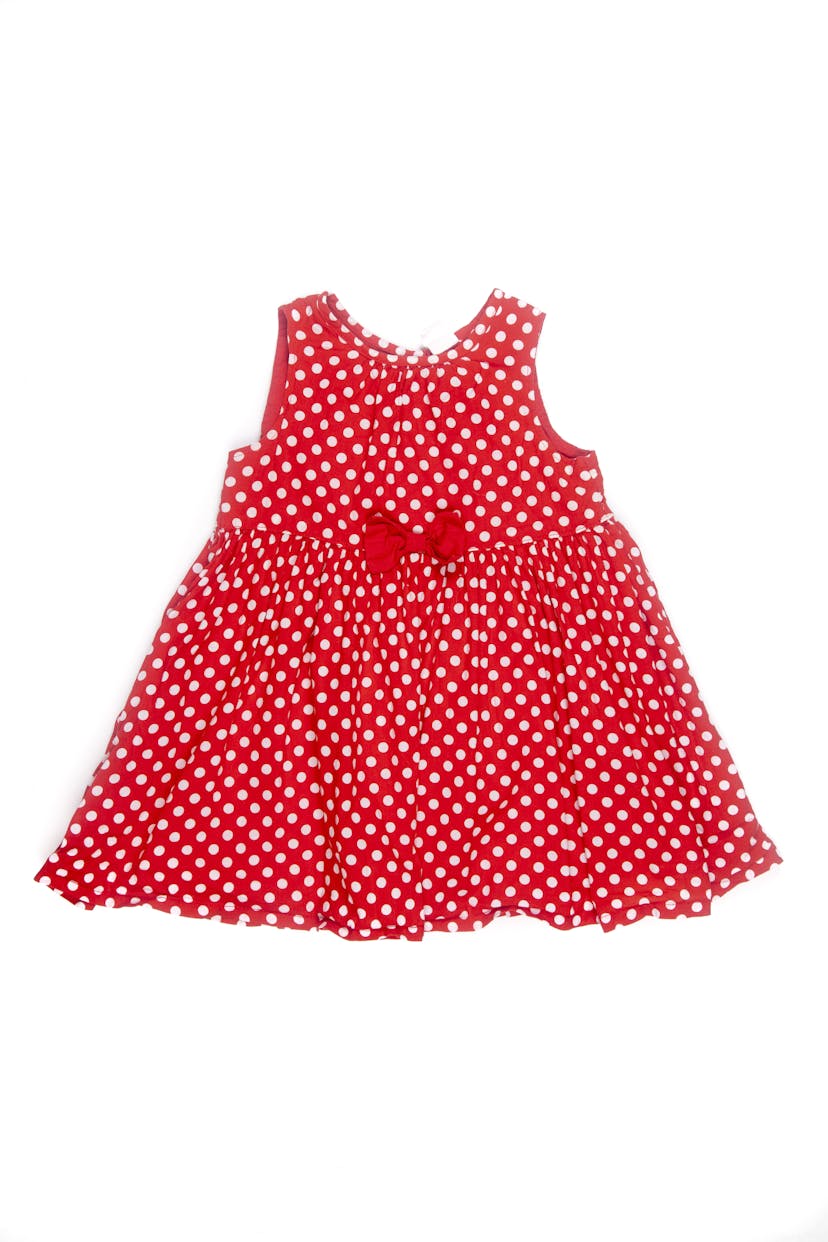 Vestido rojo con puntos blancos, forro en parte superior. 100% algodón - H & M