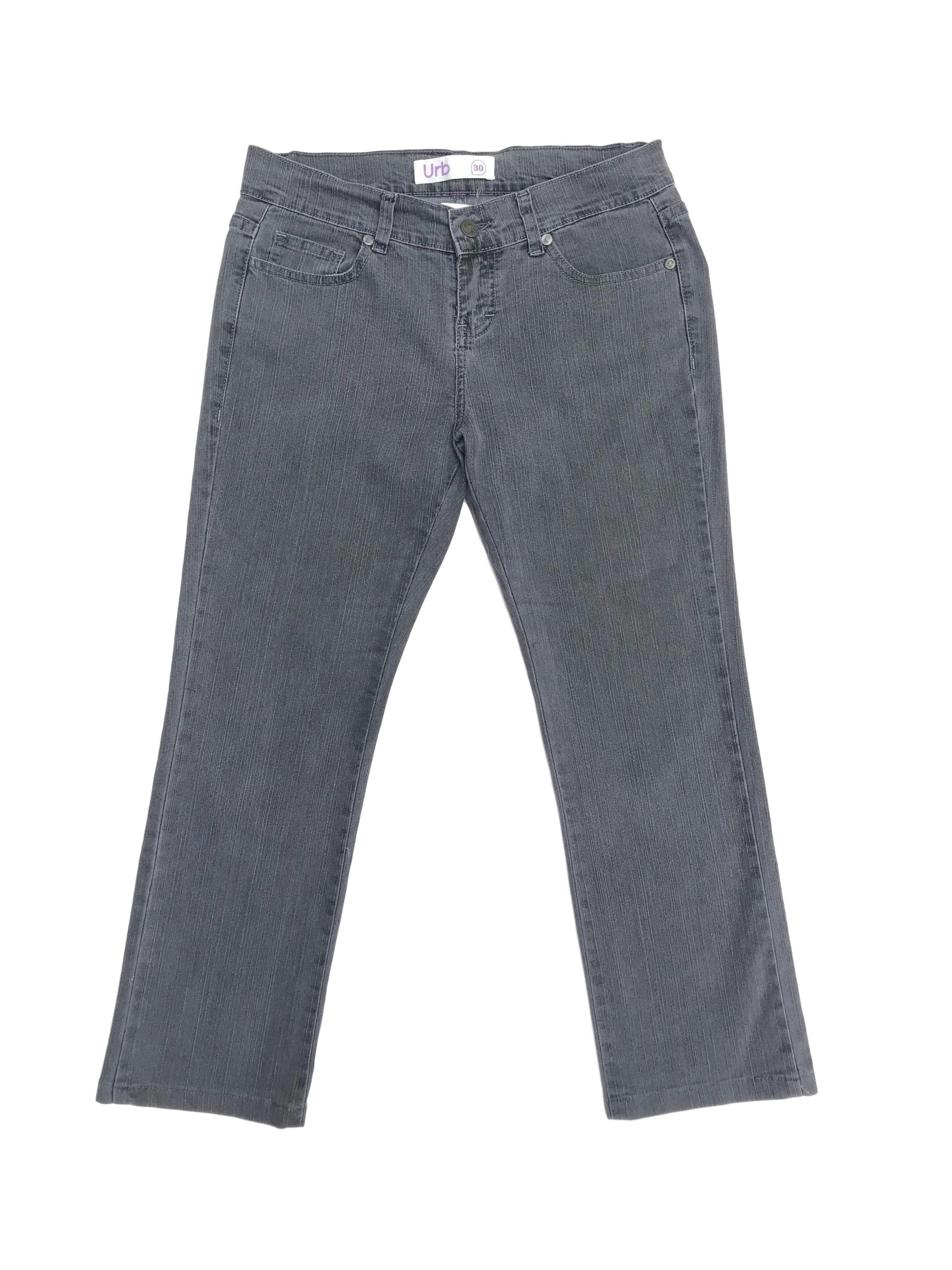 Pantalón jean plomo 100% algodón, corte recto al tobillo. Pretina 76cm Largo 85cm