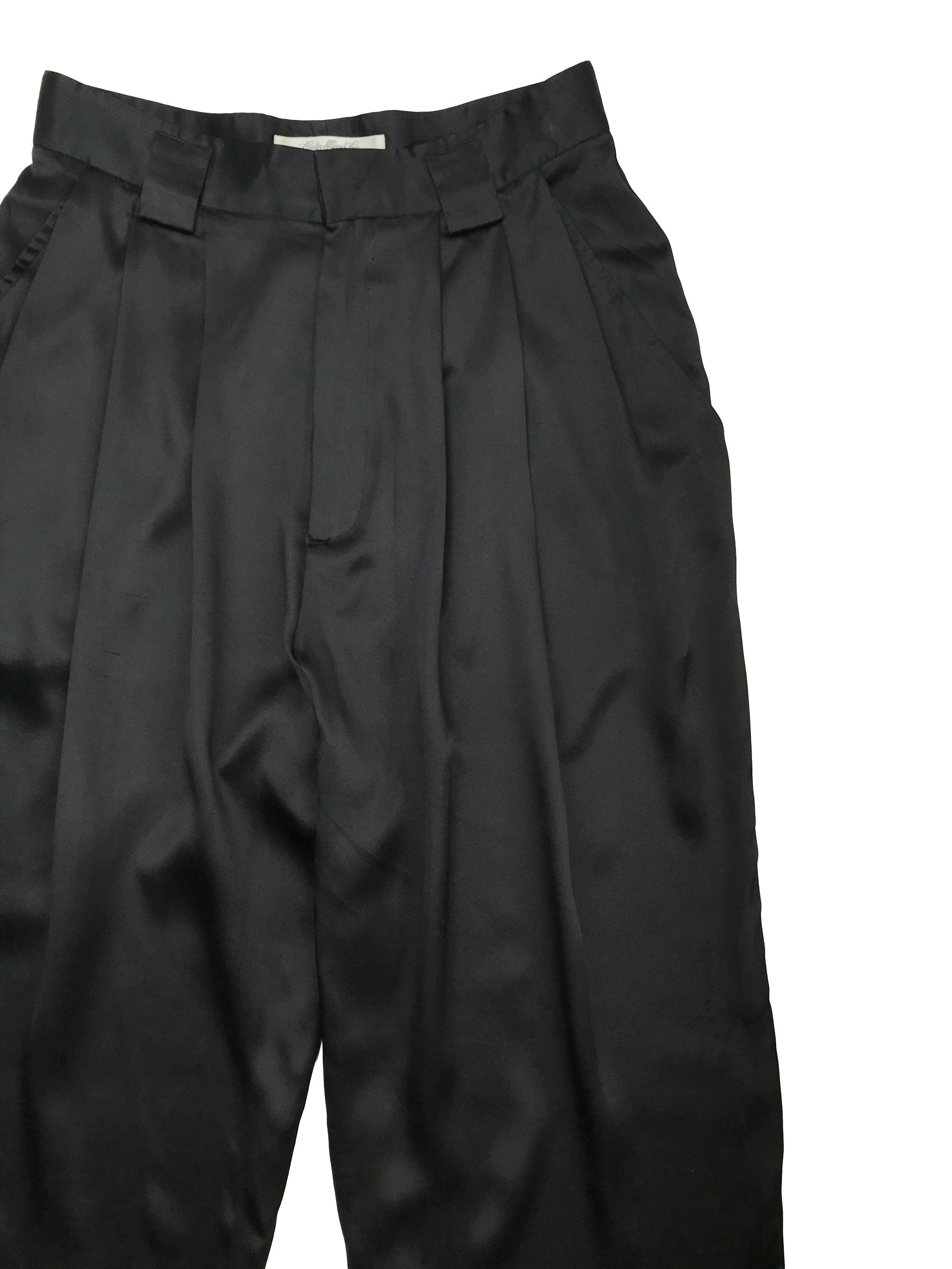 Pantalón slouchy Linda Allard for Ellen Tracy 100% seda negra. Cintura  66cm Largo 110cm (para adaptar a tu alruta)
