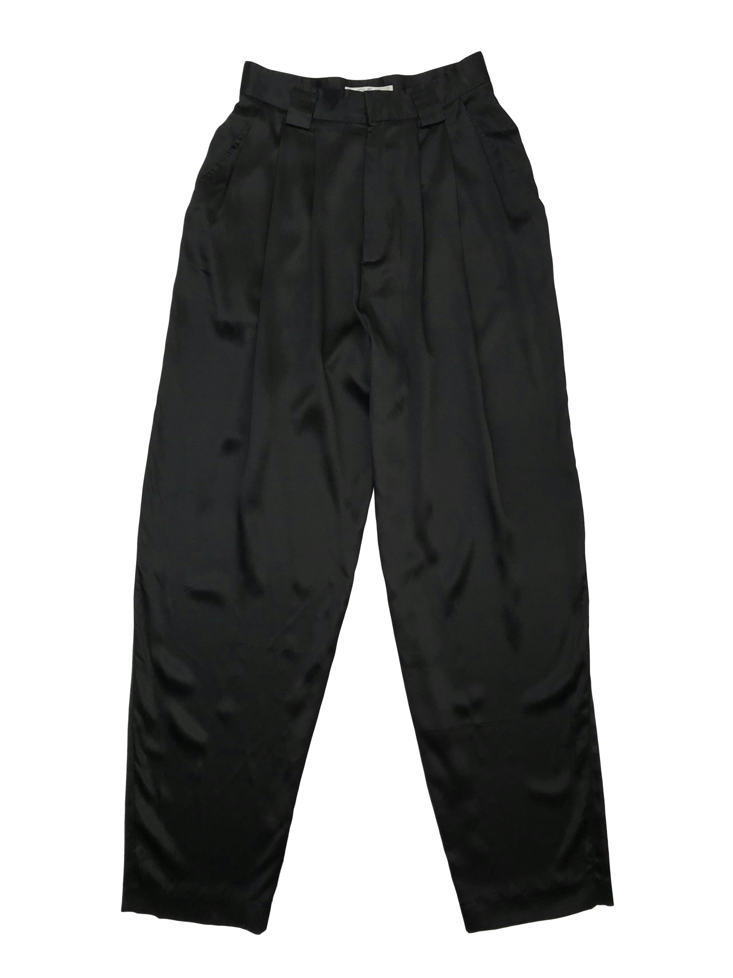 Pantalón slouchy Linda Allard for Ellen Tracy 100% seda negra. Cintura  66cm Largo 110cm (para adaptar a tu alruta)